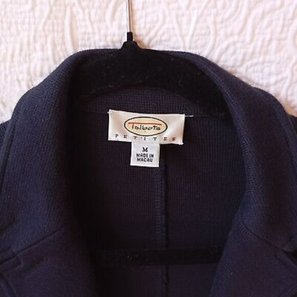 Talbots Petite Jacket Military Style Cotton M Button Front PocketsNavy Blue - Picture 8 of 11
